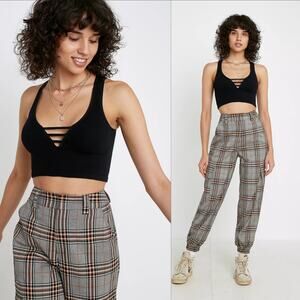 Intimately Free People Strapped In Brami Bralette Crop Tank - Black - XS/S